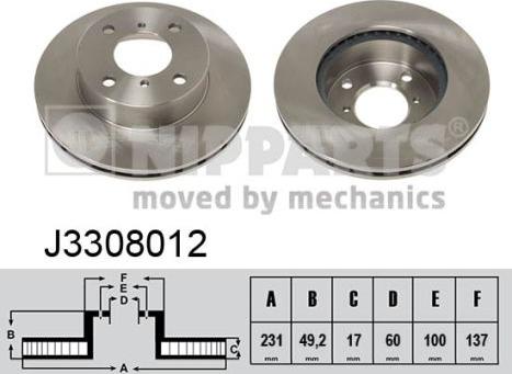 Nipparts J3308012 - Disque de frein cwaw.fr