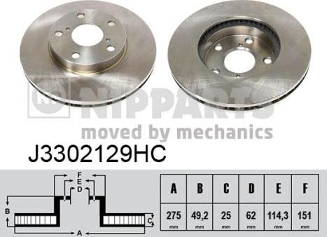 Nipparts J3302129HC - Disque de frein cwaw.fr