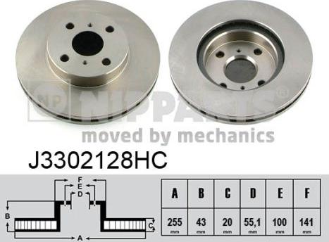 Nipparts J3302128HC - Disque de frein cwaw.fr