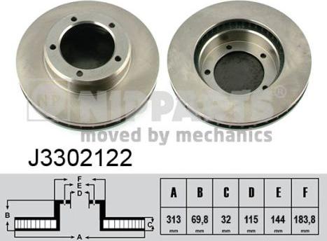 Nipparts J3302122 - Disque de frein cwaw.fr