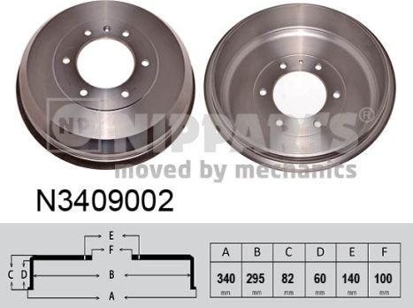 Nipparts N3409002 - Tambour de frein cwaw.fr