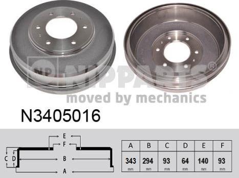 Nipparts N3405016 - Tambour de frein cwaw.fr