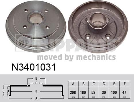 Nipparts N3401031 - Tambour de frein cwaw.fr