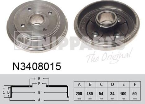 Nipparts N3408015 - Tambour de frein cwaw.fr