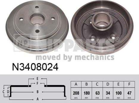 Nipparts N3408024 - Tambour de frein cwaw.fr