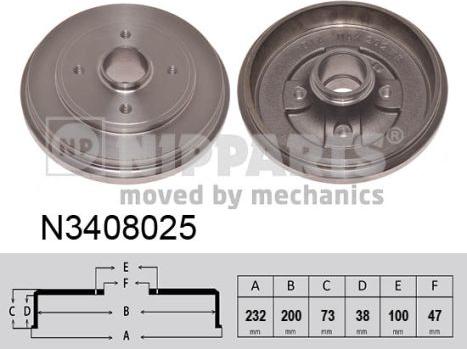 Nipparts N3408025 - Tambour de frein cwaw.fr