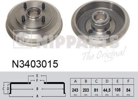 Nipparts N3403015 - Tambour de frein cwaw.fr