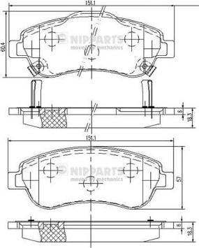 Nipparts N3604066 - Kit de plaquettes de frein, frein à disque cwaw.fr