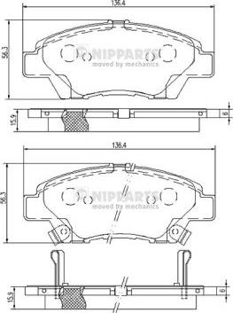 Nipparts N3604068 - Kit de plaquettes de frein, frein à disque cwaw.fr