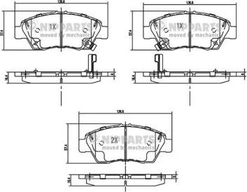 Nipparts N3604071 - Kit de plaquettes de frein, frein à disque cwaw.fr