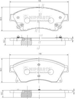 Nipparts N3600914 - Kit de plaquettes de frein, frein à disque cwaw.fr