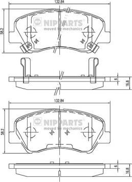 Nipparts N3600550 - Kit de plaquettes de frein, frein à disque cwaw.fr