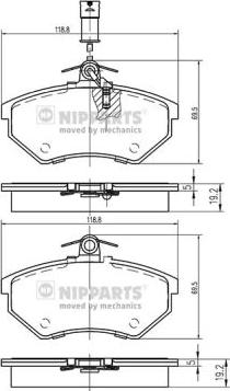 Nipparts N3600800 - Kit de plaquettes de frein, frein à disque cwaw.fr