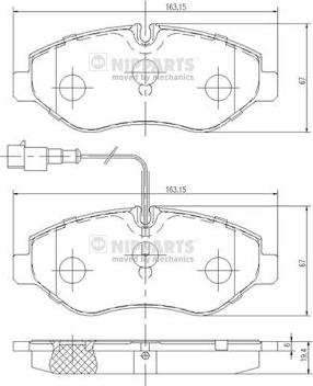 Nipparts N3601100 - Kit de plaquettes de frein, frein à disque cwaw.fr