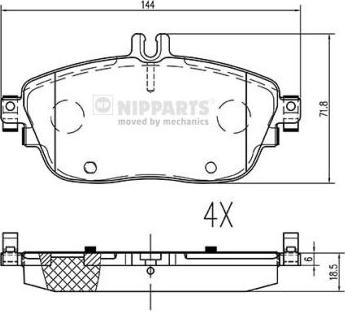 Nipparts N3601114 - Kit de plaquettes de frein, frein à disque cwaw.fr