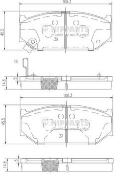 Nipparts N3608031 - Kit de plaquettes de frein, frein à disque cwaw.fr