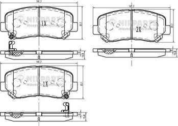 Nipparts N3603073 - Kit de plaquettes de frein, frein à disque cwaw.fr