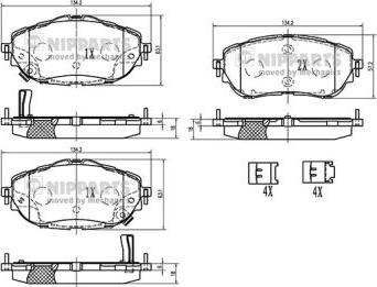 Nipparts N3602150 - Kit de plaquettes de frein, frein à disque cwaw.fr