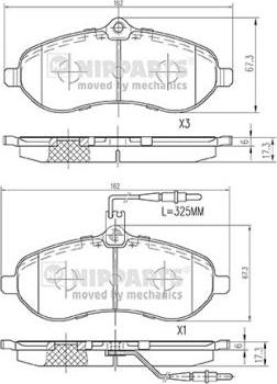 Nipparts N3602153 - Kit de plaquettes de frein, frein à disque cwaw.fr