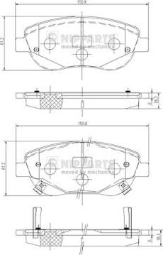 Nipparts N3602135 - Kit de plaquettes de frein, frein à disque cwaw.fr