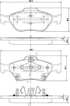 Nipparts N3602130 - Kit de plaquettes de frein, frein à disque cwaw.fr