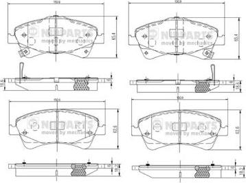 Nipparts N3602133 - Kit de plaquettes de frein, frein à disque cwaw.fr