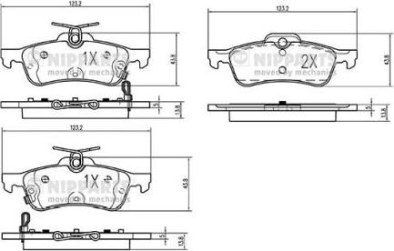 Nipparts N3614022 - Kit de plaquettes de frein, frein à disque cwaw.fr