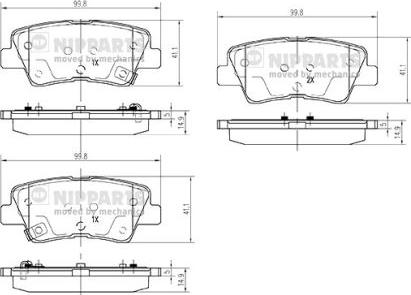 Nipparts N3610314 - Kit de plaquettes de frein, frein à disque cwaw.fr