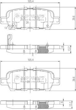 Nipparts N3611051 - Kit de plaquettes de frein, frein à disque cwaw.fr