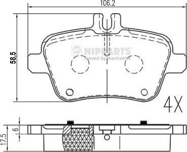 Nipparts N3611063 - Kit de plaquettes de frein, frein à disque cwaw.fr