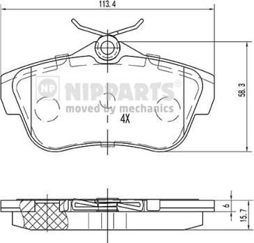 Nipparts N3612050 - Kit de plaquettes de frein, frein à disque cwaw.fr