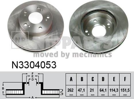 Nipparts N3304053 - Disque de frein cwaw.fr