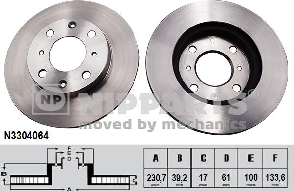 Nipparts N3304064 - Disque de frein cwaw.fr