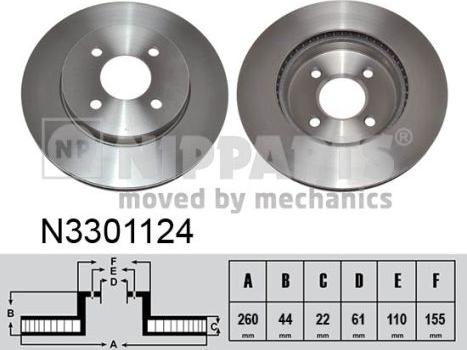 Nipparts N3301124 - Disque de frein cwaw.fr