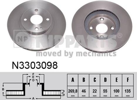 Nipparts N3303098 - Disque de frein cwaw.fr