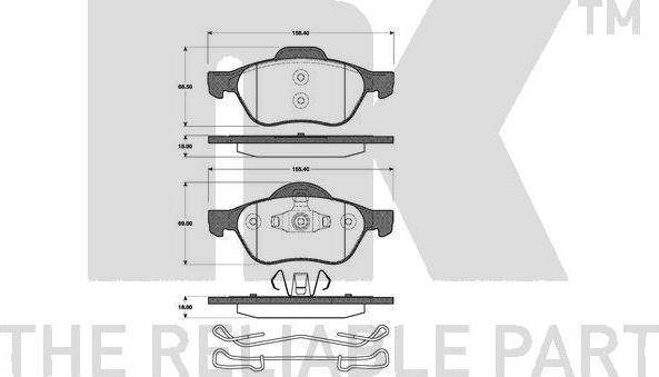 NK 223956 - Kit de plaquettes de frein, frein à disque cwaw.fr