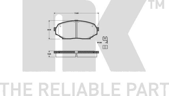 NK 223254 - Kit de plaquettes de frein, frein à disque cwaw.fr