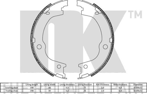 NK 2734845 - Jeu de mâchoires de frein cwaw.fr