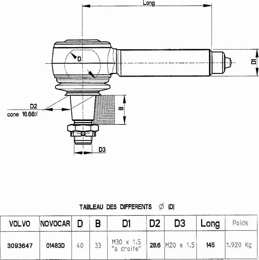 NOVOCAR 01483D - Rotule de direction cwaw.fr