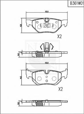 NPS B361W01 - Kit de plaquettes de frein, frein à disque cwaw.fr