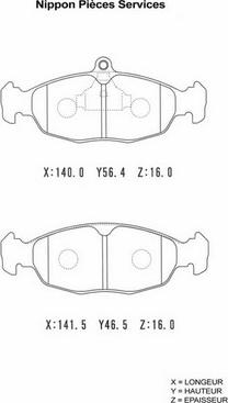 NPS D360O01 - Kit de plaquettes de frein, frein à disque cwaw.fr