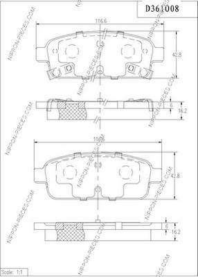 NPS D361O08 - Kit de plaquettes de frein, frein à disque cwaw.fr