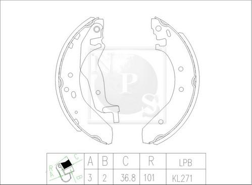 NPS H350A15 - Jeu de mâchoires de frein cwaw.fr