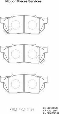 NPS H360A19 - Kit de plaquettes de frein, frein à disque cwaw.fr