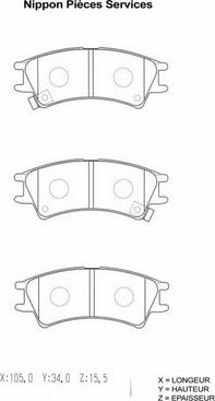 NPS H360I06 - Kit de plaquettes de frein, frein à disque cwaw.fr