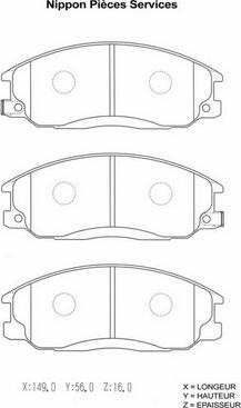 NPS H360I07 - Kit de plaquettes de frein, frein à disque cwaw.fr