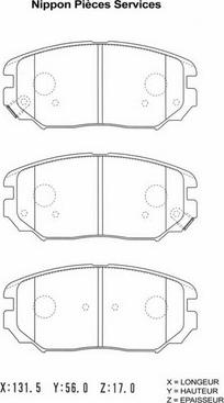 NPS H360I19 - Kit de plaquettes de frein, frein à disque cwaw.fr