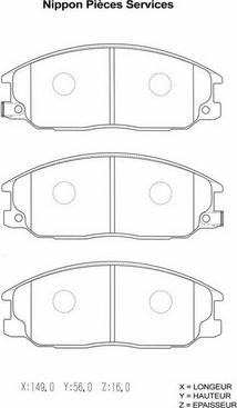 NPS H360I15 - Kit de plaquettes de frein, frein à disque cwaw.fr