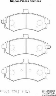 NPS H360I16 - Kit de plaquettes de frein, frein à disque cwaw.fr