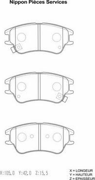 NPS H360I13 - Kit de plaquettes de frein, frein à disque cwaw.fr